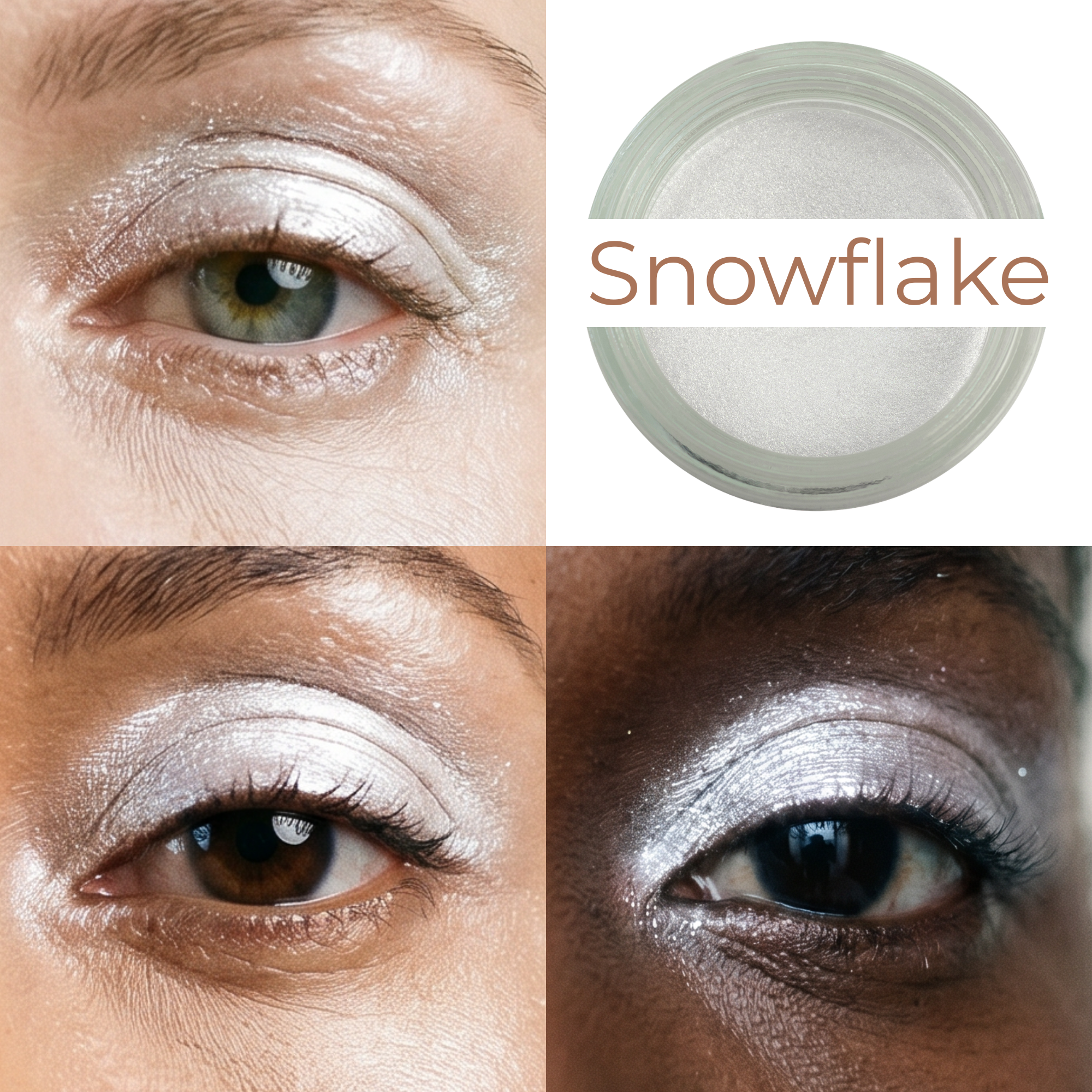 Snowflake Any Wear Creme - A Waterproof Multi-tasking creme to powder product for eyes, cheeks & lips. Can be worn anywhere